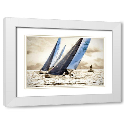 Racing Waters I White Modern Wood Framed Art Print with Double Matting by Hausenflock, Alan