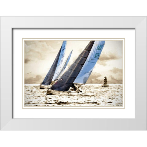 Racing Waters I White Modern Wood Framed Art Print with Double Matting by Hausenflock, Alan