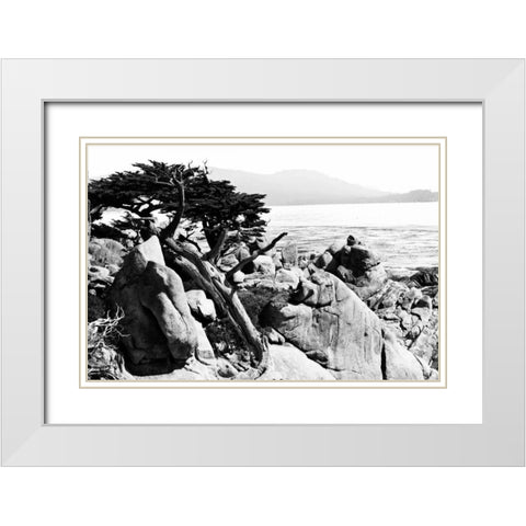 Ocean Cliff II White Modern Wood Framed Art Print with Double Matting by Hausenflock, Alan