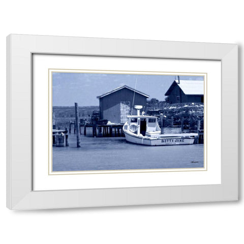 At the Dock II White Modern Wood Framed Art Print with Double Matting by Hausenflock, Alan