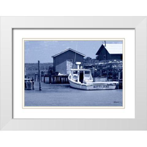 At the Dock II White Modern Wood Framed Art Print with Double Matting by Hausenflock, Alan