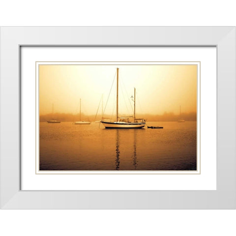 Early Morning Fishing I White Modern Wood Framed Art Print with Double Matting by Hausenflock, Alan