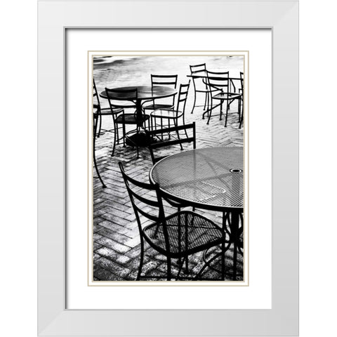 Tables and Chairs I White Modern Wood Framed Art Print with Double Matting by Hausenflock, Alan