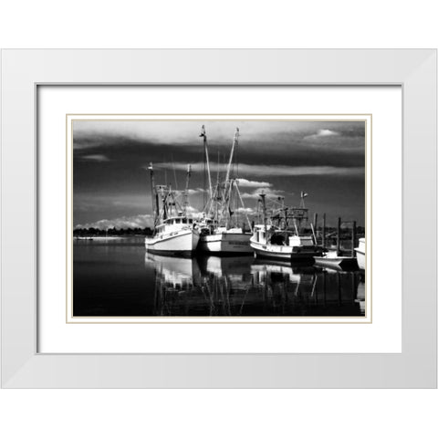 Fishing Boats I White Modern Wood Framed Art Print with Double Matting by Hausenflock, Alan