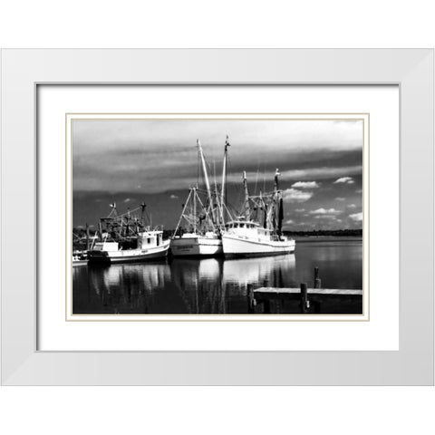 Fishing Boats II White Modern Wood Framed Art Print with Double Matting by Hausenflock, Alan