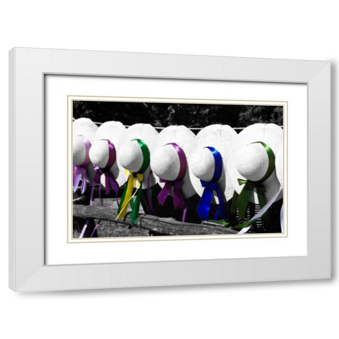 Fancy Hats I White Modern Wood Framed Art Print with Double Matting by Hausenflock, Alan