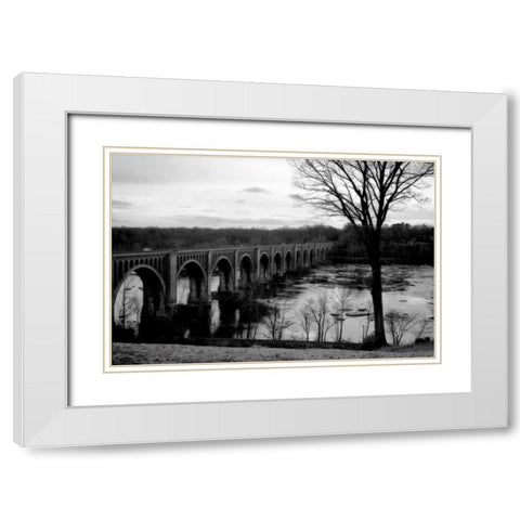 Bridge Across the James VI White Modern Wood Framed Art Print with Double Matting by Hausenflock, Alan