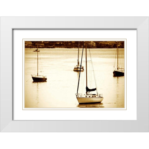 St. Augustine Harbor I White Modern Wood Framed Art Print with Double Matting by Hausenflock, Alan