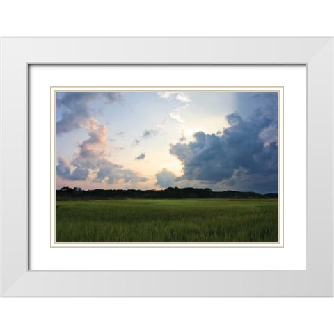 Sunset on Bogue Sound I White Modern Wood Framed Art Print with Double Matting by Hausenflock, Alan