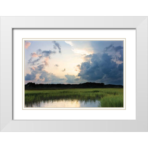 Sunset on Bogue Sound II White Modern Wood Framed Art Print with Double Matting by Hausenflock, Alan