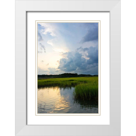 Sunset on Bogue Sound III White Modern Wood Framed Art Print with Double Matting by Hausenflock, Alan