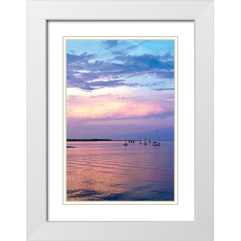 St. Augustine Harbor Sunset III White Modern Wood Framed Art Print with Double Matting by Hausenflock, Alan