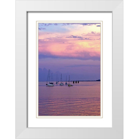 St. Augustine Harbor Sunset IV White Modern Wood Framed Art Print with Double Matting by Hausenflock, Alan