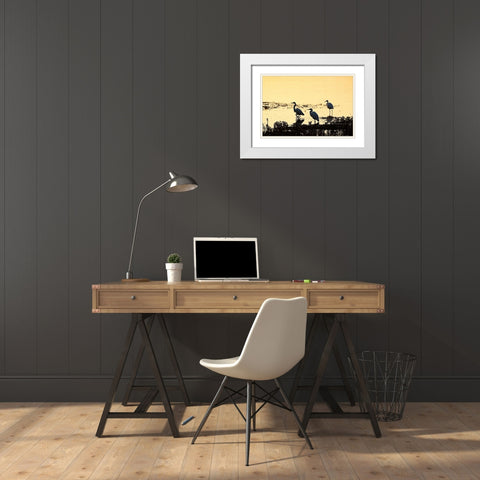 Egrets in the Sunrise II White Modern Wood Framed Art Print with Double Matting by Hausenflock, Alan