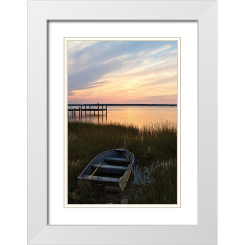 Sunset Over the Channel I White Modern Wood Framed Art Print with Double Matting by Hausenflock, Alan