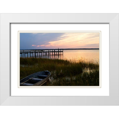 Sunset Over the Channel III White Modern Wood Framed Art Print with Double Matting by Hausenflock, Alan