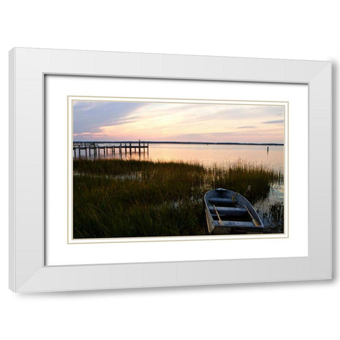 Sunset Over the Channel IV White Modern Wood Framed Art Print with Double Matting by Hausenflock, Alan