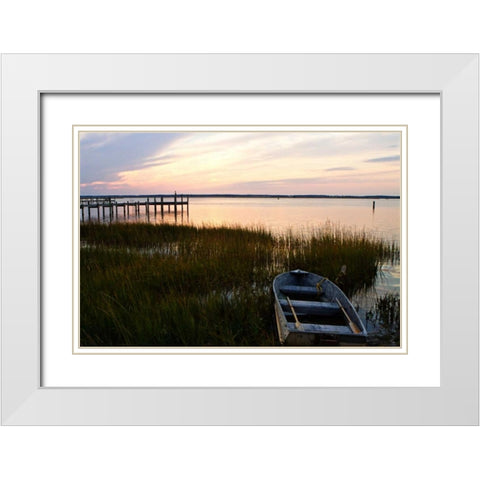 Sunset Over the Channel IV White Modern Wood Framed Art Print with Double Matting by Hausenflock, Alan