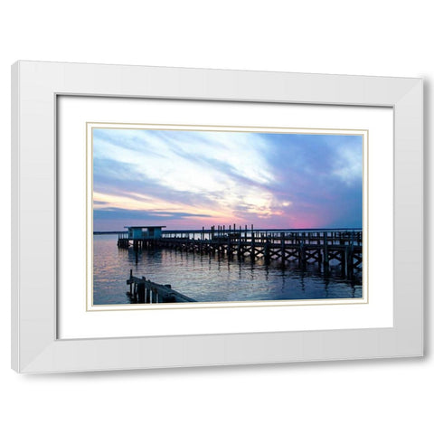 Dockside Sunset II White Modern Wood Framed Art Print with Double Matting by Hausenflock, Alan