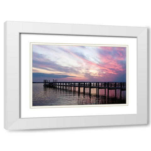 Dockside Sunset III White Modern Wood Framed Art Print with Double Matting by Hausenflock, Alan