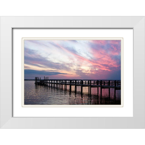 Dockside Sunset III White Modern Wood Framed Art Print with Double Matting by Hausenflock, Alan