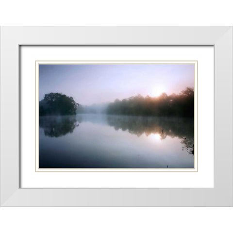 Fog on the Mattaponi VIII White Modern Wood Framed Art Print with Double Matting by Hausenflock, Alan