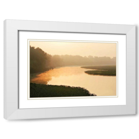 Fog on the Mattaponi II White Modern Wood Framed Art Print with Double Matting by Hausenflock, Alan