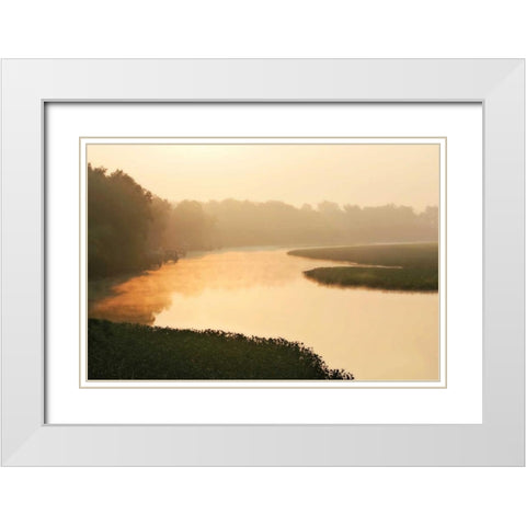 Fog on the Mattaponi II White Modern Wood Framed Art Print with Double Matting by Hausenflock, Alan
