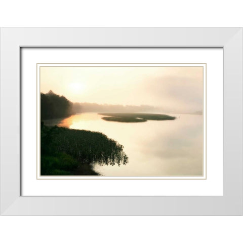 Fog on the Mattaponi VII White Modern Wood Framed Art Print with Double Matting by Hausenflock, Alan