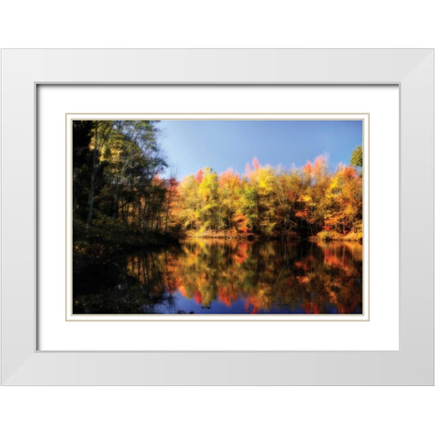 Fall at Three Lakes II White Modern Wood Framed Art Print with Double Matting by Hausenflock, Alan