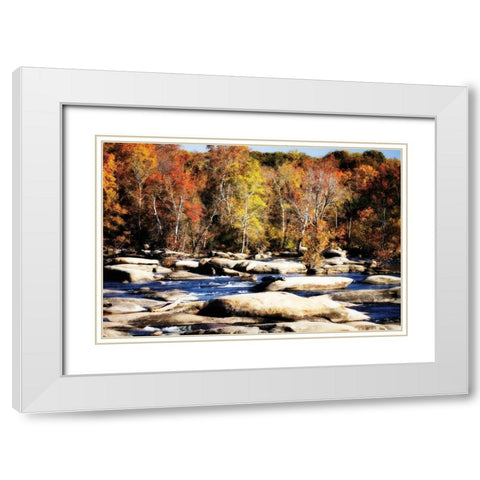 Autumn on the River I White Modern Wood Framed Art Print with Double Matting by Hausenflock, Alan