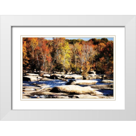 Autumn on the River I White Modern Wood Framed Art Print with Double Matting by Hausenflock, Alan