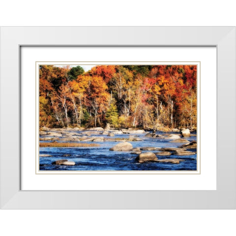 Autumn on the River II White Modern Wood Framed Art Print with Double Matting by Hausenflock, Alan