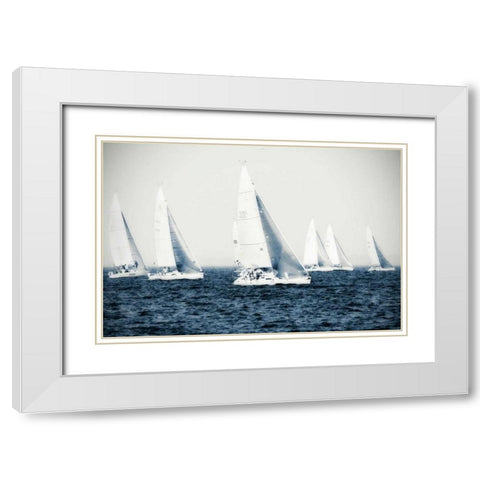 Summertime Race IV White Modern Wood Framed Art Print with Double Matting by Hausenflock, Alan