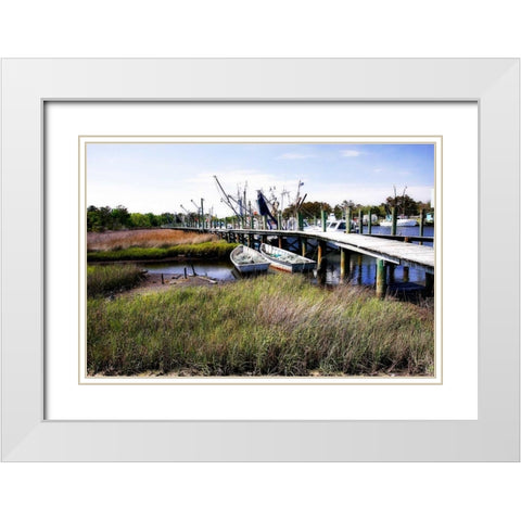 Marsh Harbor II White Modern Wood Framed Art Print with Double Matting by Hausenflock, Alan