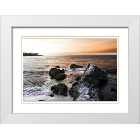 Lovers Point Sunset I White Modern Wood Framed Art Print with Double Matting by Hausenflock, Alan