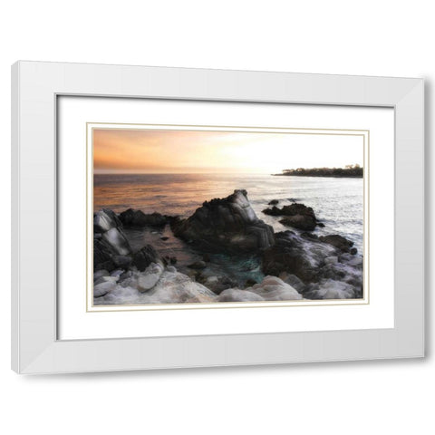 Lovers Point Sunset II White Modern Wood Framed Art Print with Double Matting by Hausenflock, Alan