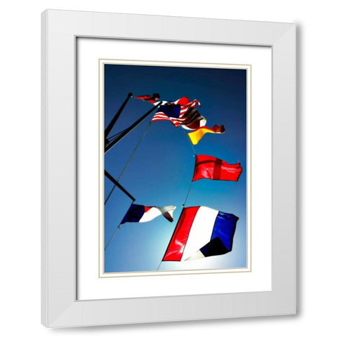 Signal Flags I White Modern Wood Framed Art Print with Double Matting by Hausenflock, Alan