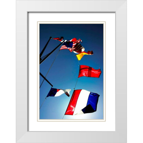 Signal Flags I White Modern Wood Framed Art Print with Double Matting by Hausenflock, Alan