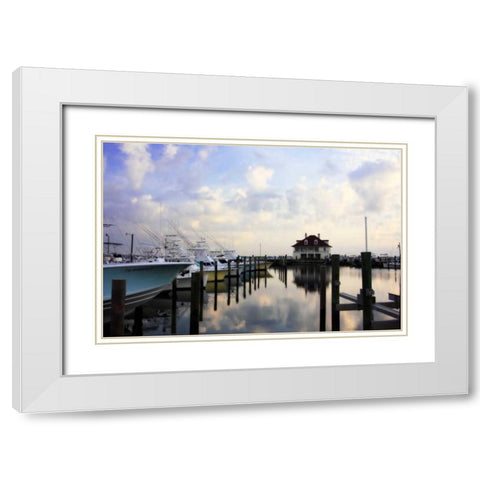 Atlantic Beach Marina I White Modern Wood Framed Art Print with Double Matting by Hausenflock, Alan