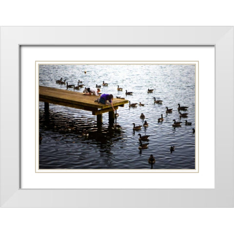 Feeding the Geese IV White Modern Wood Framed Art Print with Double Matting by Hausenflock, Alan
