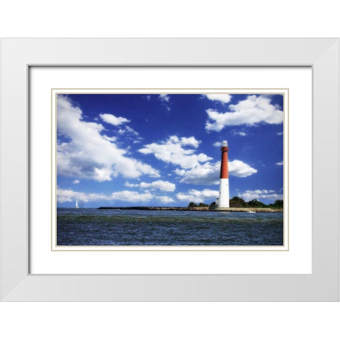 Barnegat Bay Light II White Modern Wood Framed Art Print with Double Matting by Hausenflock, Alan