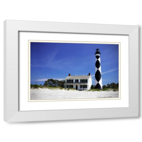 Cape Lookout Light I White Modern Wood Framed Art Print with Double Matting by Hausenflock, Alan