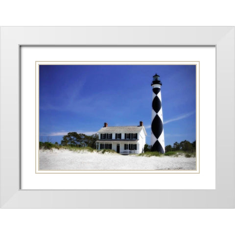 Cape Lookout Light I White Modern Wood Framed Art Print with Double Matting by Hausenflock, Alan
