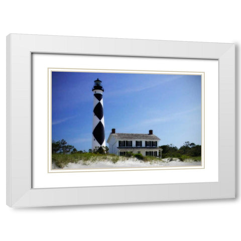 Cape Lookout Light II White Modern Wood Framed Art Print with Double Matting by Hausenflock, Alan