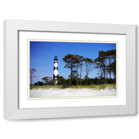 Cape Lookout Light III White Modern Wood Framed Art Print with Double Matting by Hausenflock, Alan