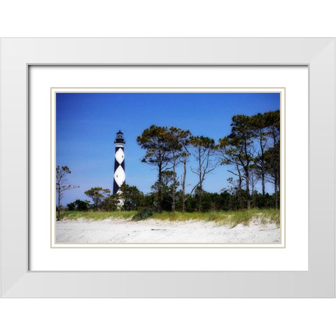 Cape Lookout Light III White Modern Wood Framed Art Print with Double Matting by Hausenflock, Alan