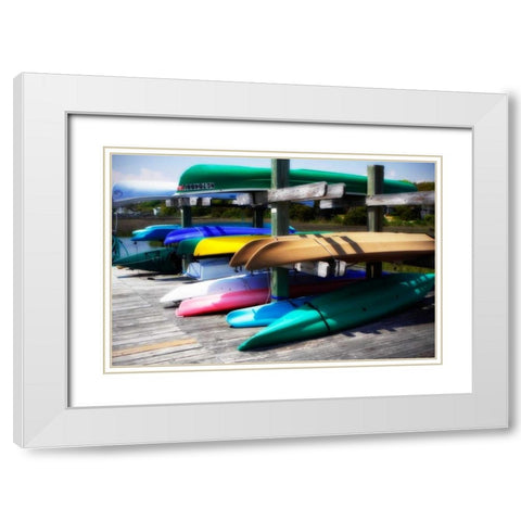 Kayaks II White Modern Wood Framed Art Print with Double Matting by Hausenflock, Alan