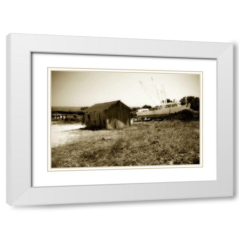 Boat Yard I White Modern Wood Framed Art Print with Double Matting by Hausenflock, Alan