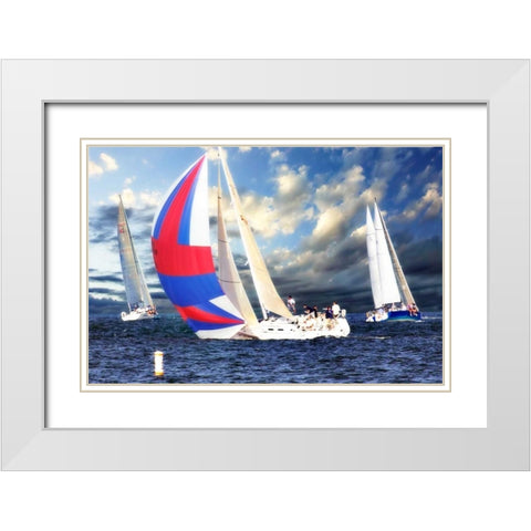 Sailing at Sunset II White Modern Wood Framed Art Print with Double Matting by Hausenflock, Alan